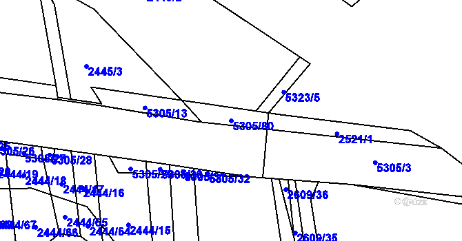 Parcela st. 5305/80 v KÚ Štítná nad Vláří, Katastrální mapa