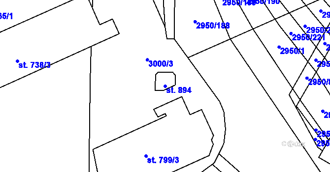 Parcela st. 894 v KÚ Štítná nad Vláří, Katastrální mapa