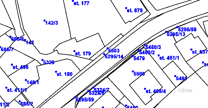 Parcela st. 5295/14 v KÚ Štítná nad Vláří, Katastrální mapa