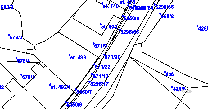 Parcela st. 671/20 v KÚ Štítná nad Vláří, Katastrální mapa