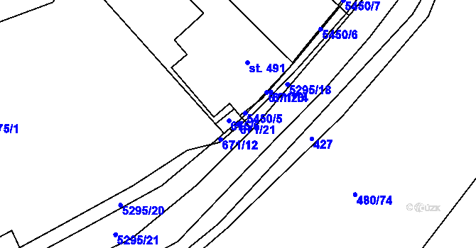 Parcela st. 671/21 v KÚ Štítná nad Vláří, Katastrální mapa