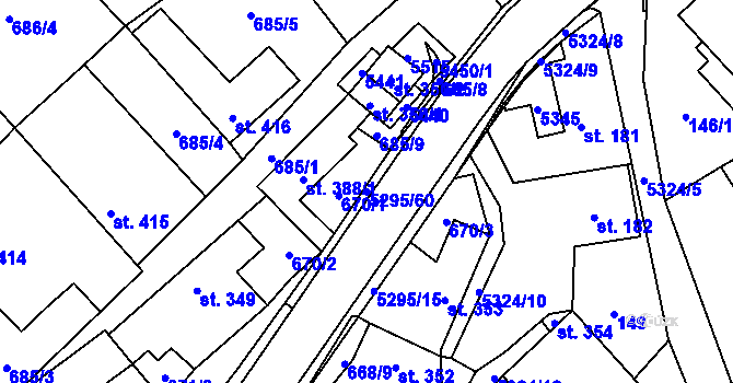 Parcela st. 5295/60 v KÚ Štítná nad Vláří, Katastrální mapa