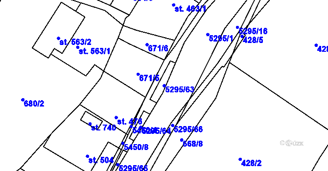 Parcela st. 5295/63 v KÚ Štítná nad Vláří, Katastrální mapa