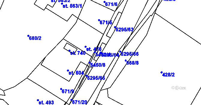 Parcela st. 5295/64 v KÚ Štítná nad Vláří, Katastrální mapa