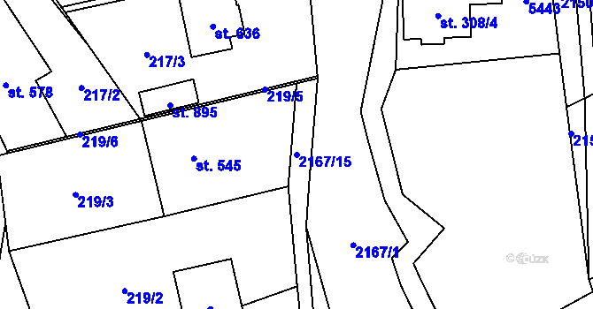 Parcela st. 2167/15 v KÚ Štítná nad Vláří, Katastrální mapa