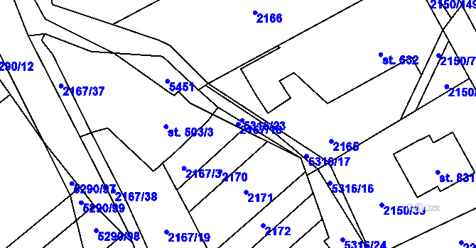 Parcela st. 2167/18 v KÚ Štítná nad Vláří, Katastrální mapa