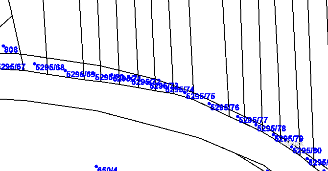 Parcela st. 5295/74 v KÚ Štítná nad Vláří, Katastrální mapa