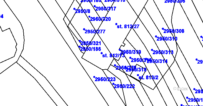 Parcela st. 812/13 v KÚ Štítná nad Vláří, Katastrální mapa
