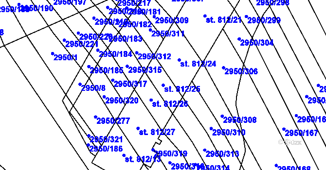Parcela st. 812/25 v KÚ Štítná nad Vláří, Katastrální mapa