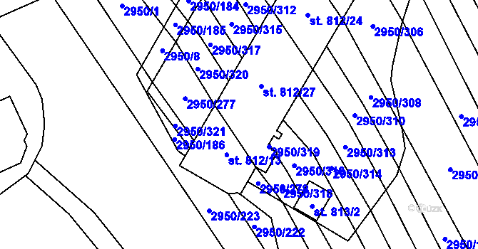 Parcela st. 812/28 v KÚ Štítná nad Vláří, Katastrální mapa