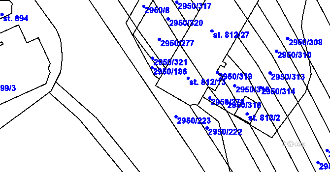 Parcela st. 812/29 v KÚ Štítná nad Vláří, Katastrální mapa