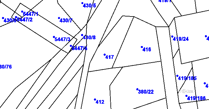 Parcela st. 417 v KÚ Štítná nad Vláří, Katastrální mapa