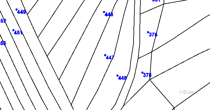 Parcela st. 447 v KÚ Štítná nad Vláří, Katastrální mapa