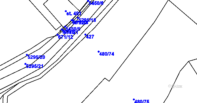 Parcela st. 480/74 v KÚ Štítná nad Vláří, Katastrální mapa