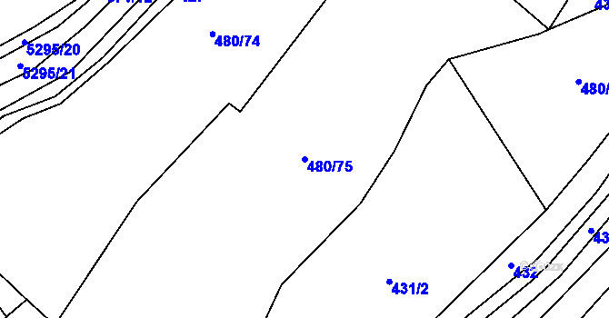 Parcela st. 480/75 v KÚ Štítná nad Vláří, Katastrální mapa