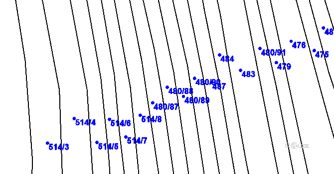 Parcela st. 480/88 v KÚ Štítná nad Vláří, Katastrální mapa