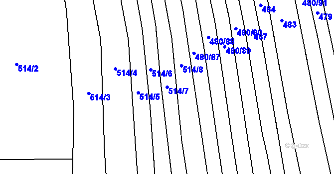 Parcela st. 514/7 v KÚ Štítná nad Vláří, Katastrální mapa