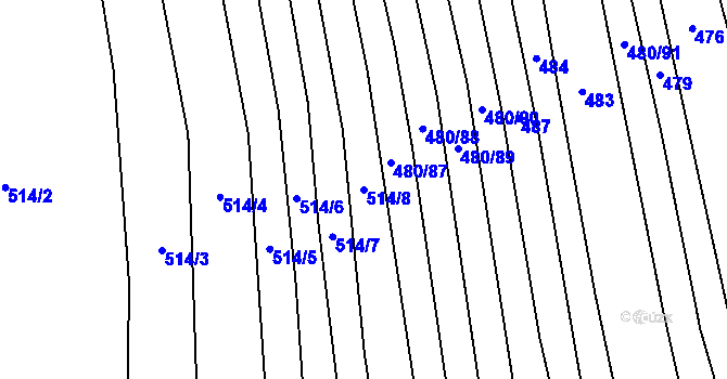 Parcela st. 514/8 v KÚ Štítná nad Vláří, Katastrální mapa