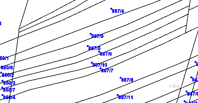 Parcela st. 887/6 v KÚ Štítná nad Vláří, Katastrální mapa
