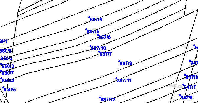 Parcela st. 887/7 v KÚ Štítná nad Vláří, Katastrální mapa