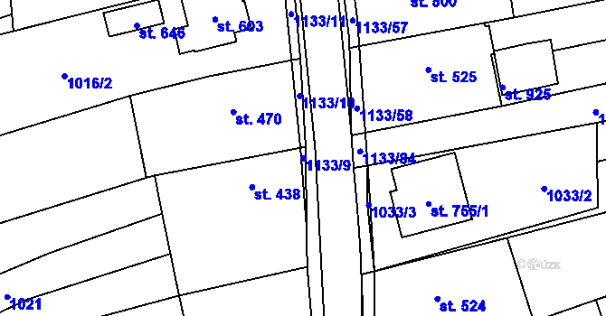 Parcela st. 1133/9 v KÚ Štítná nad Vláří, Katastrální mapa