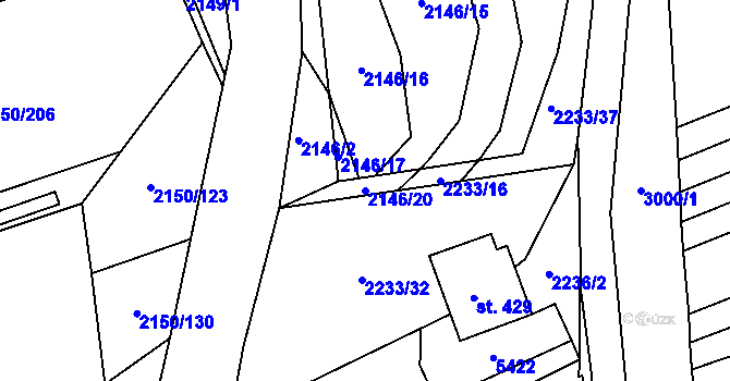 Parcela st. 2146/20 v KÚ Štítná nad Vláří, Katastrální mapa