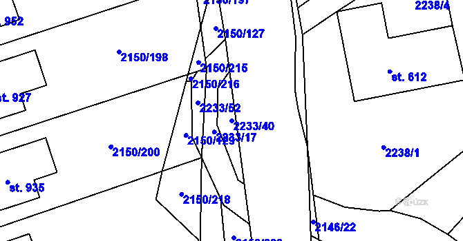 Parcela st. 2233/40 v KÚ Štítná nad Vláří, Katastrální mapa