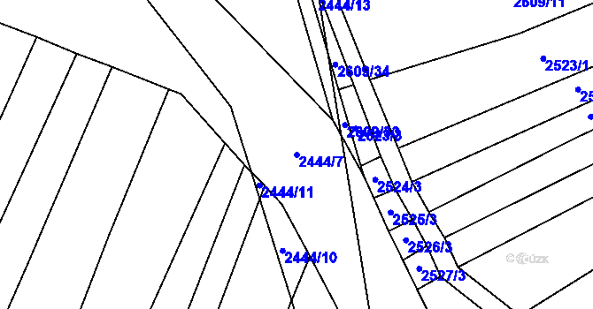 Parcela st. 2444/7 v KÚ Štítná nad Vláří, Katastrální mapa