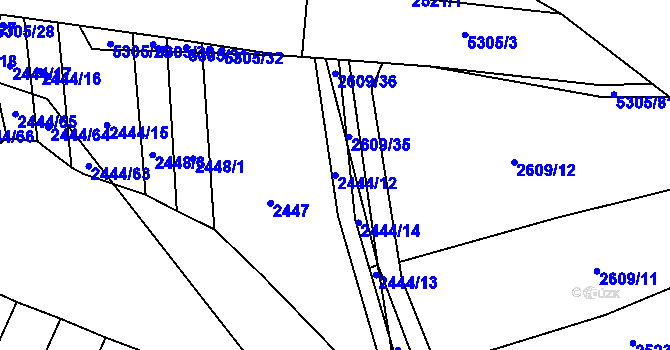 Parcela st. 2444/12 v KÚ Štítná nad Vláří, Katastrální mapa