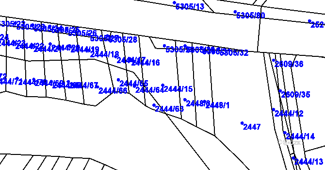 Parcela st. 2444/15 v KÚ Štítná nad Vláří, Katastrální mapa