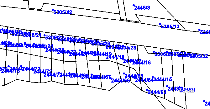 Parcela st. 2444/18 v KÚ Štítná nad Vláří, Katastrální mapa