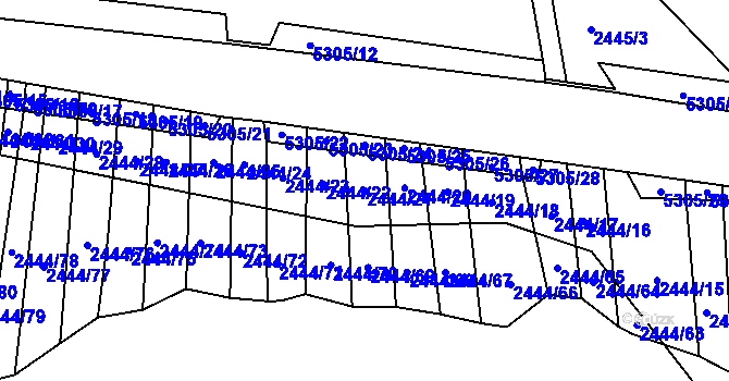Parcela st. 2444/21 v KÚ Štítná nad Vláří, Katastrální mapa
