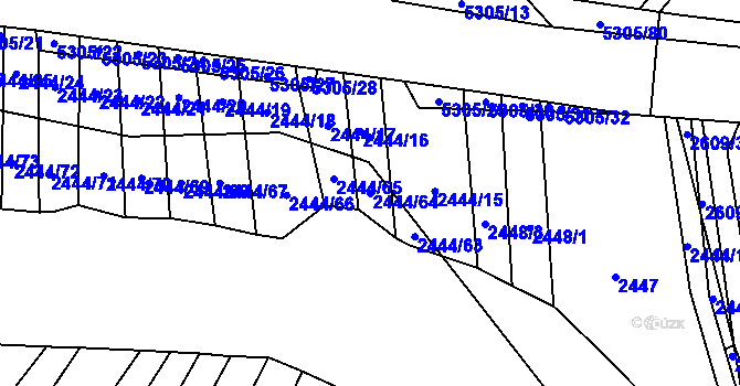 Parcela st. 2444/64 v KÚ Štítná nad Vláří, Katastrální mapa