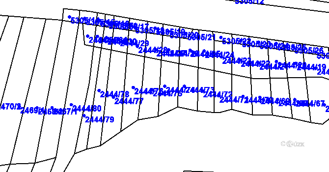 Parcela st. 2444/74 v KÚ Štítná nad Vláří, Katastrální mapa