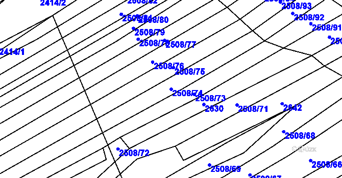 Parcela st. 2508/74 v KÚ Štítná nad Vláří, Katastrální mapa