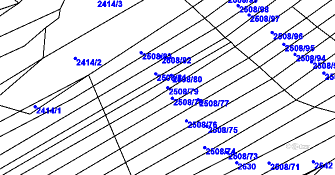 Parcela st. 2508/79 v KÚ Štítná nad Vláří, Katastrální mapa