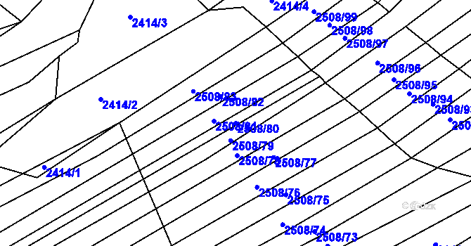 Parcela st. 2508/80 v KÚ Štítná nad Vláří, Katastrální mapa