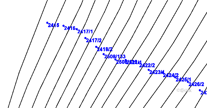 Parcela st. 2508/133 v KÚ Štítná nad Vláří, Katastrální mapa