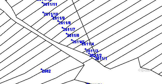 Parcela st. 2611/4 v KÚ Štítná nad Vláří, Katastrální mapa