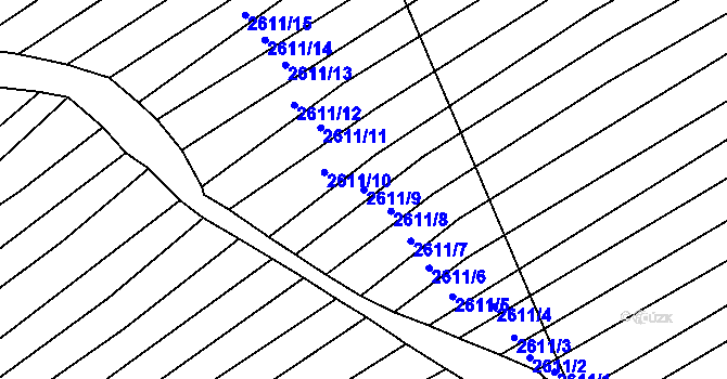 Parcela st. 2611/9 v KÚ Štítná nad Vláří, Katastrální mapa