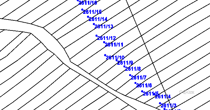 Parcela st. 2611/10 v KÚ Štítná nad Vláří, Katastrální mapa