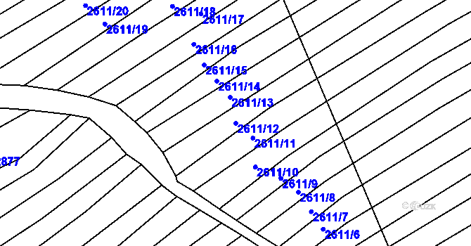 Parcela st. 2611/12 v KÚ Štítná nad Vláří, Katastrální mapa