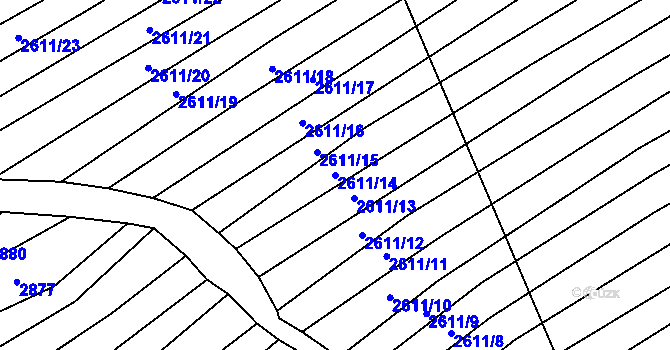 Parcela st. 2611/14 v KÚ Štítná nad Vláří, Katastrální mapa