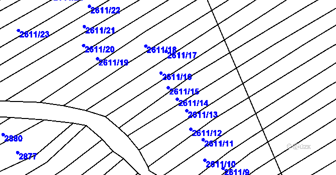 Parcela st. 2611/15 v KÚ Štítná nad Vláří, Katastrální mapa