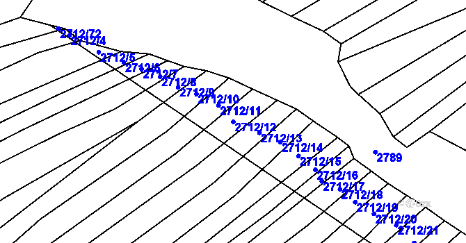 Parcela st. 2712/12 v KÚ Štítná nad Vláří, Katastrální mapa