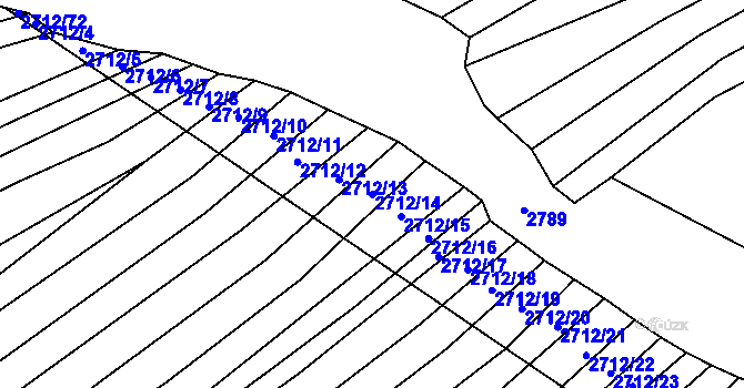 Parcela st. 2712/14 v KÚ Štítná nad Vláří, Katastrální mapa