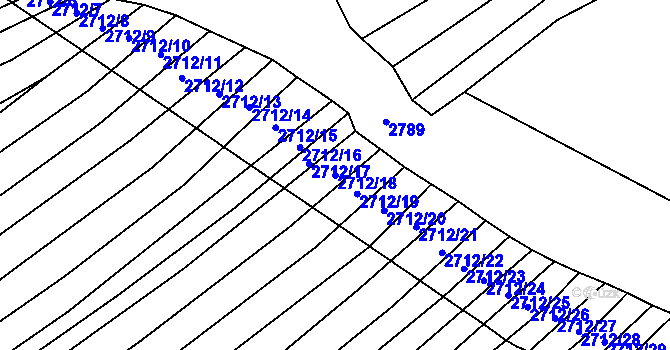 Parcela st. 2712/18 v KÚ Štítná nad Vláří, Katastrální mapa