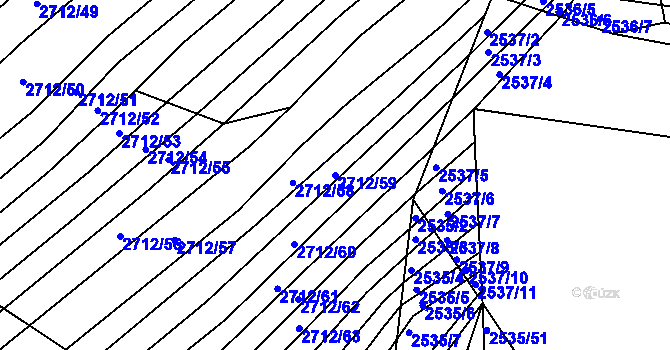 Parcela st. 2712/59 v KÚ Štítná nad Vláří, Katastrální mapa