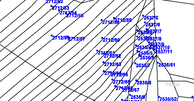 Parcela st. 2712/61 v KÚ Štítná nad Vláří, Katastrální mapa