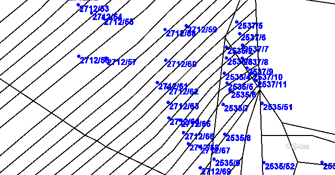 Parcela st. 2712/62 v KÚ Štítná nad Vláří, Katastrální mapa